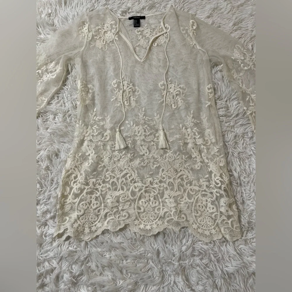 Forever 21 Whimsigoth Y2K Fairy Boho Festival Ethereal Western Resort Lace Top S - Picture 2 of 9
